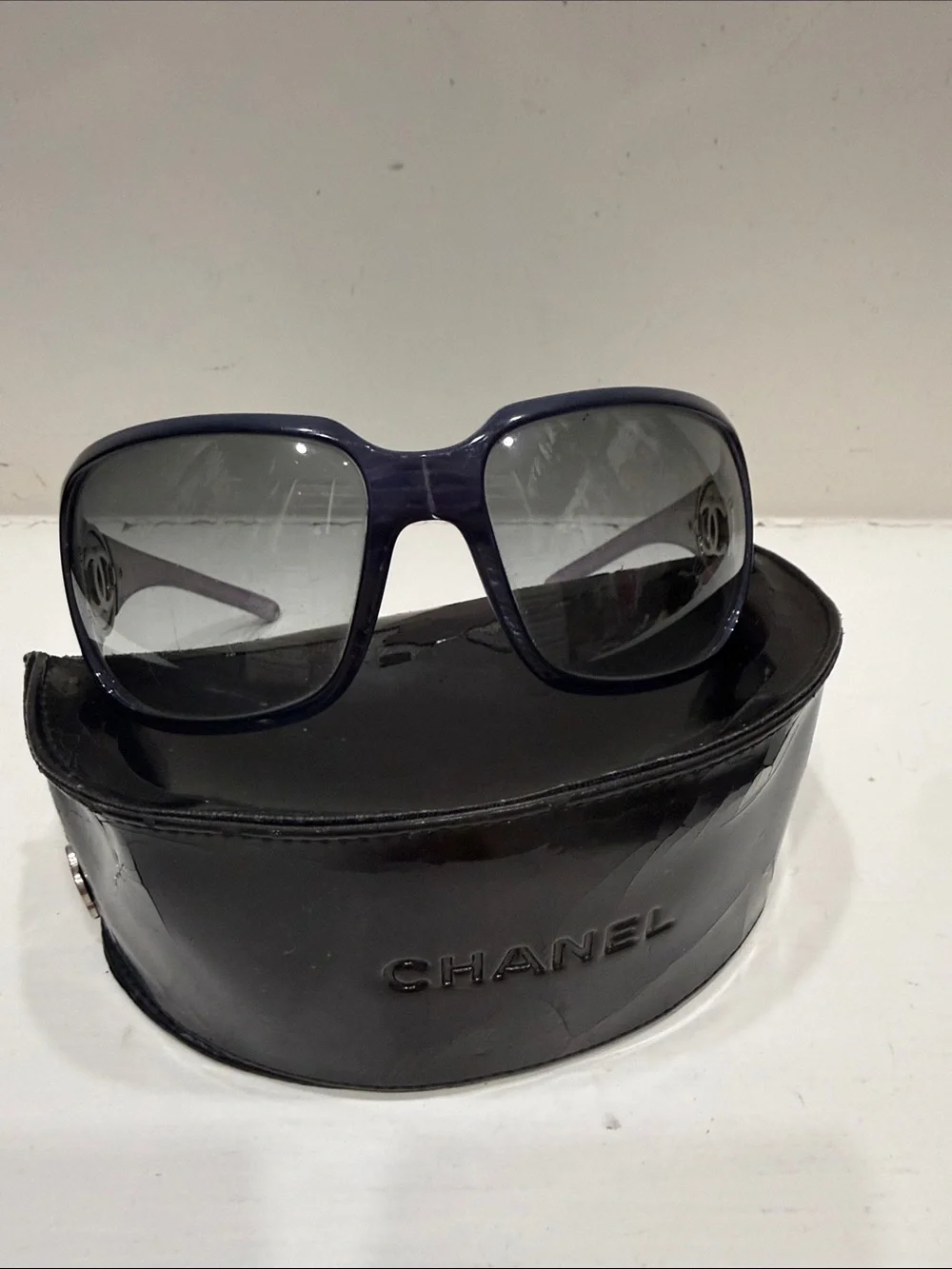 Authentic CHANEL Frame Sunglasses with Silver CC Accent